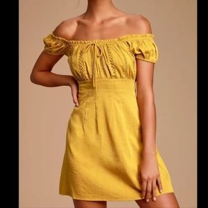 Lulu's Yellow Off-Shoulder Dress